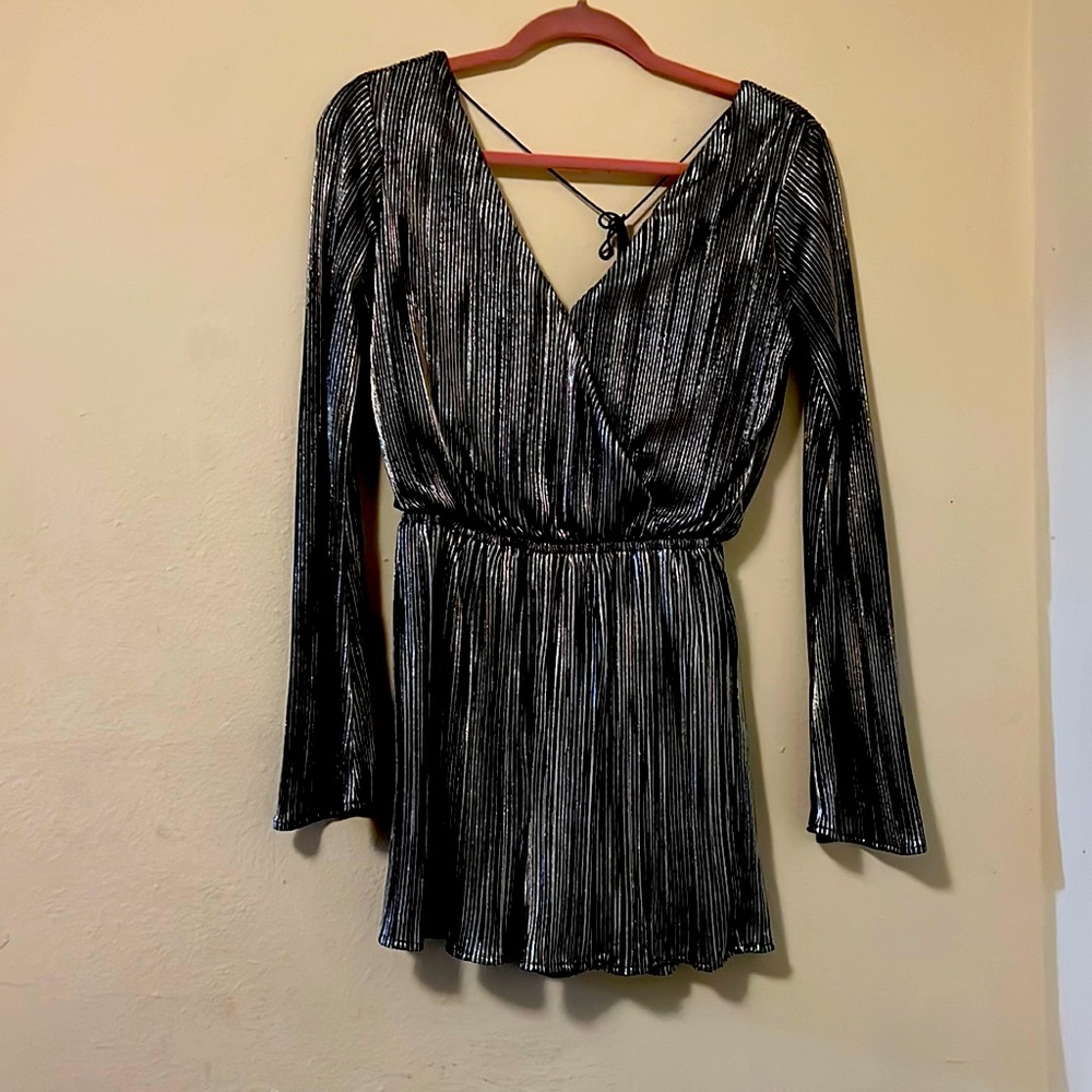 Silver romper with bell sleeves